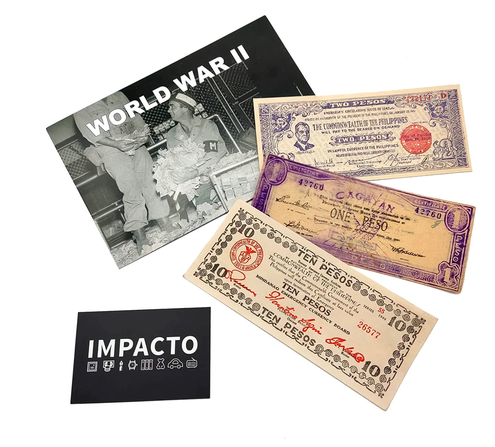 3 authentic World War II banknotes - Philippine Guerrilla Money (1941-1945) | Certificates