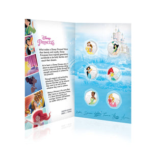 Disney Colección Completa Princesas 01 - 6 Monedas / Medallas Heptagonales 50p, con baño en Plata .999