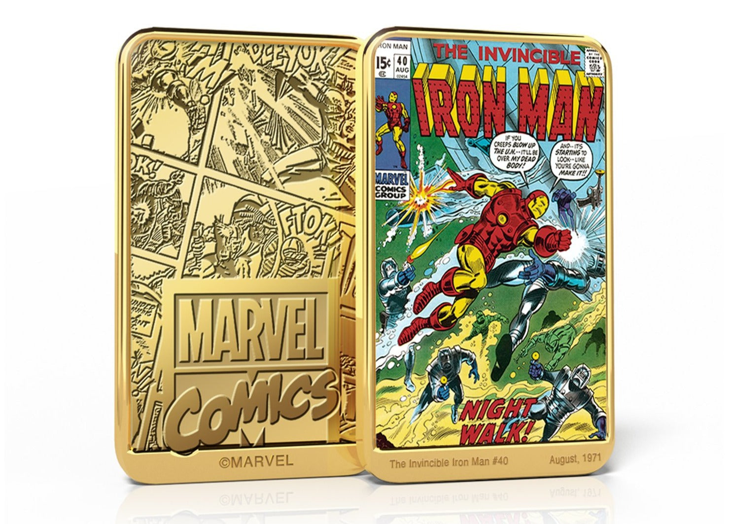 6 Lingotes bañados en Oro 24 Quilates - Colección IRON MAN Marvel Comics