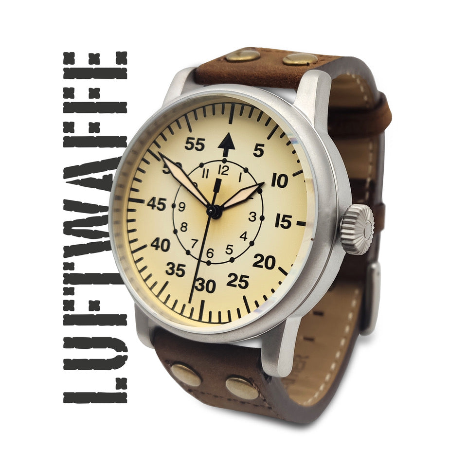 World War II Luftwaffe military watch: lightweight design, Swiss quartz, water resistant.