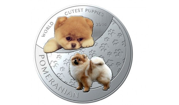 Niue Islands - 1 dollar 2014. Puppies. Pomeranian