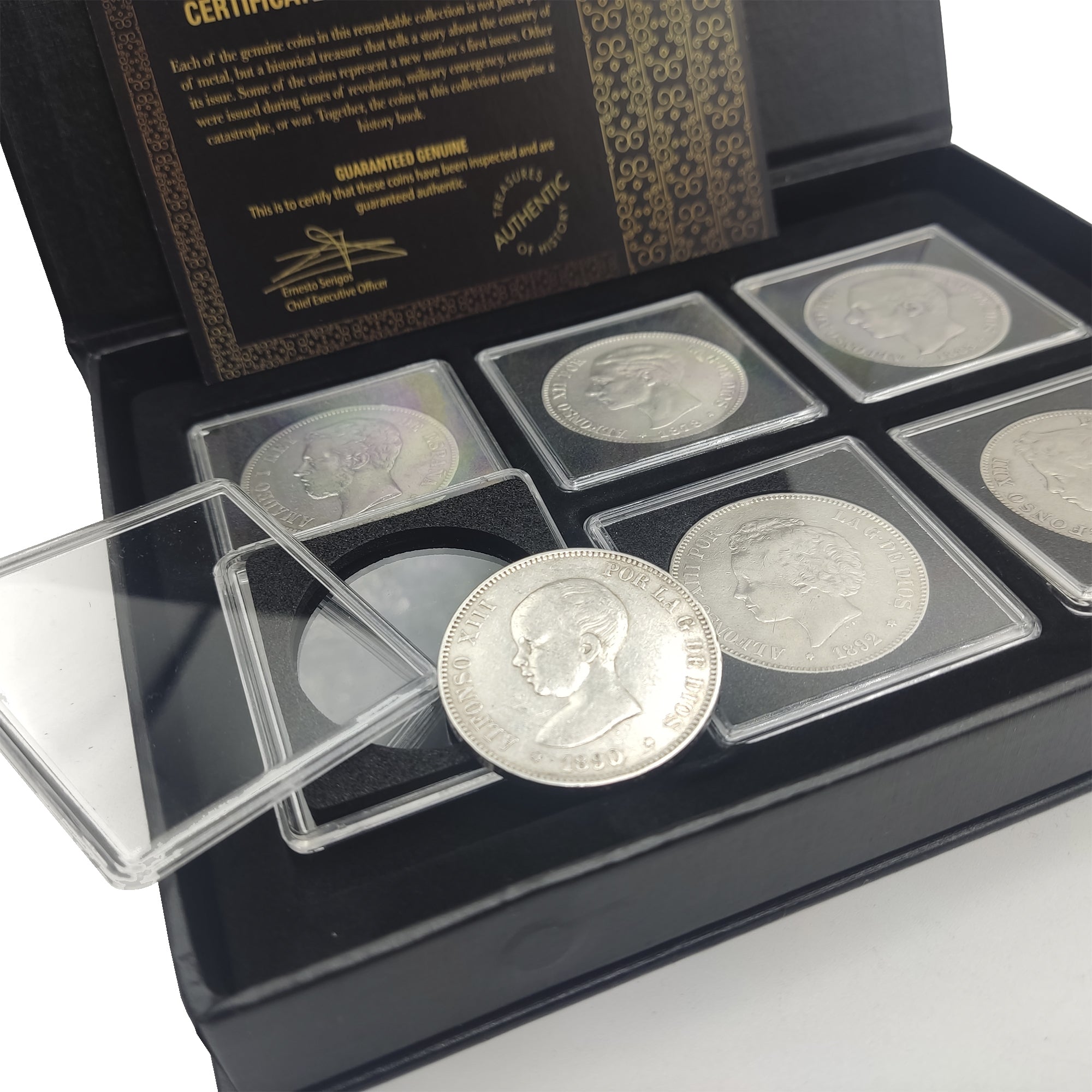 moneda 5 pesetas Amadeo I plata 1871 en cápsula numismática