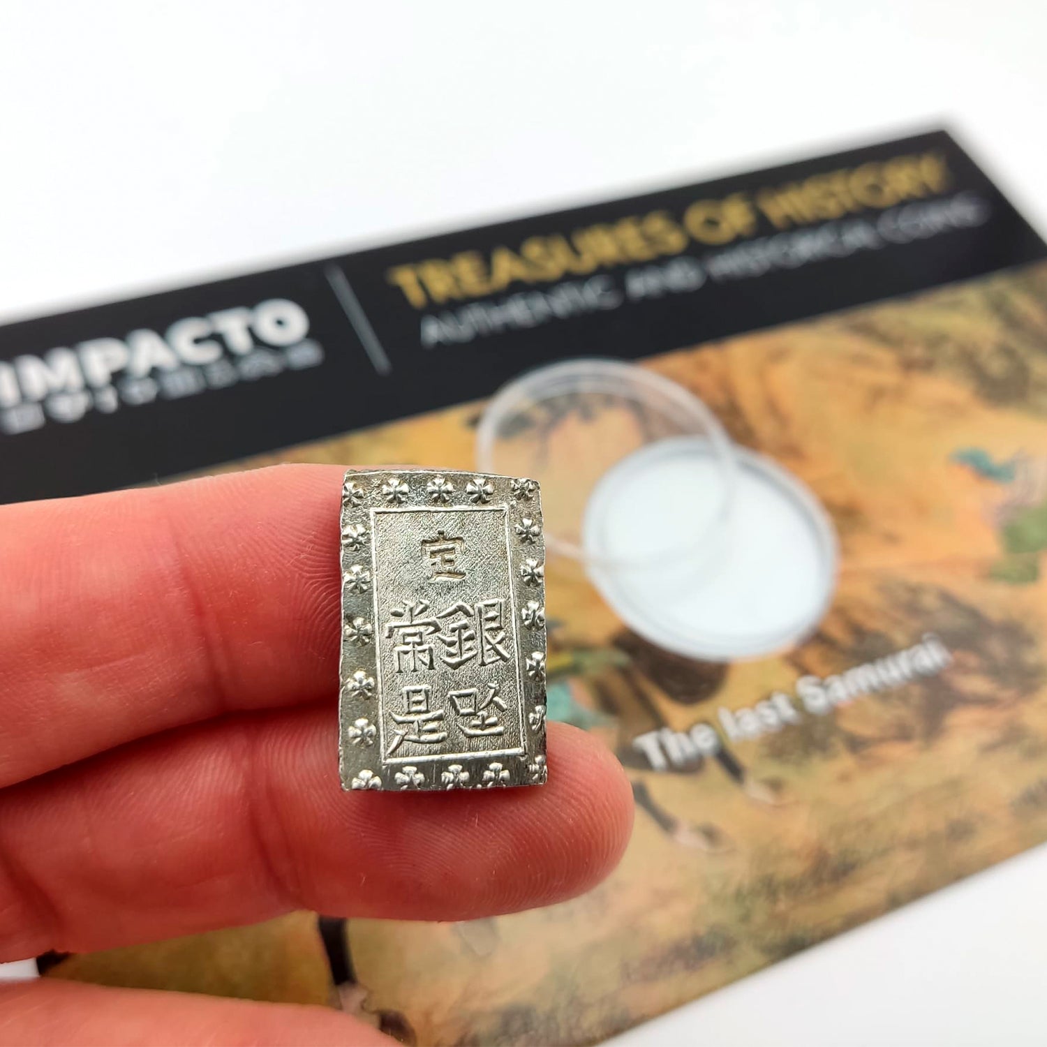pieza de plata rectangular del Japón feudal siglo XIX