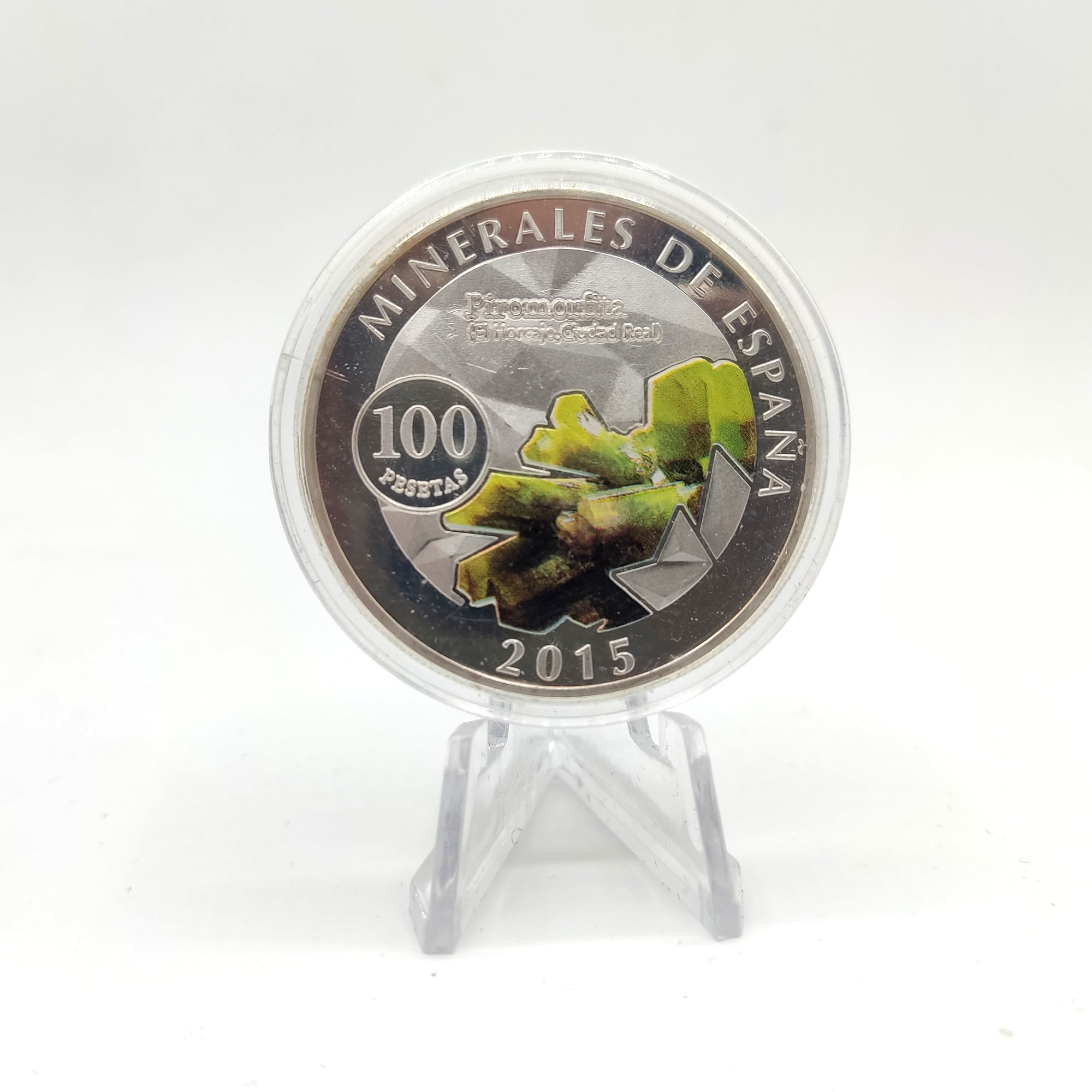 Minerales de España. Medalla bañada en plata conmemorativa 2015. Piromorfita