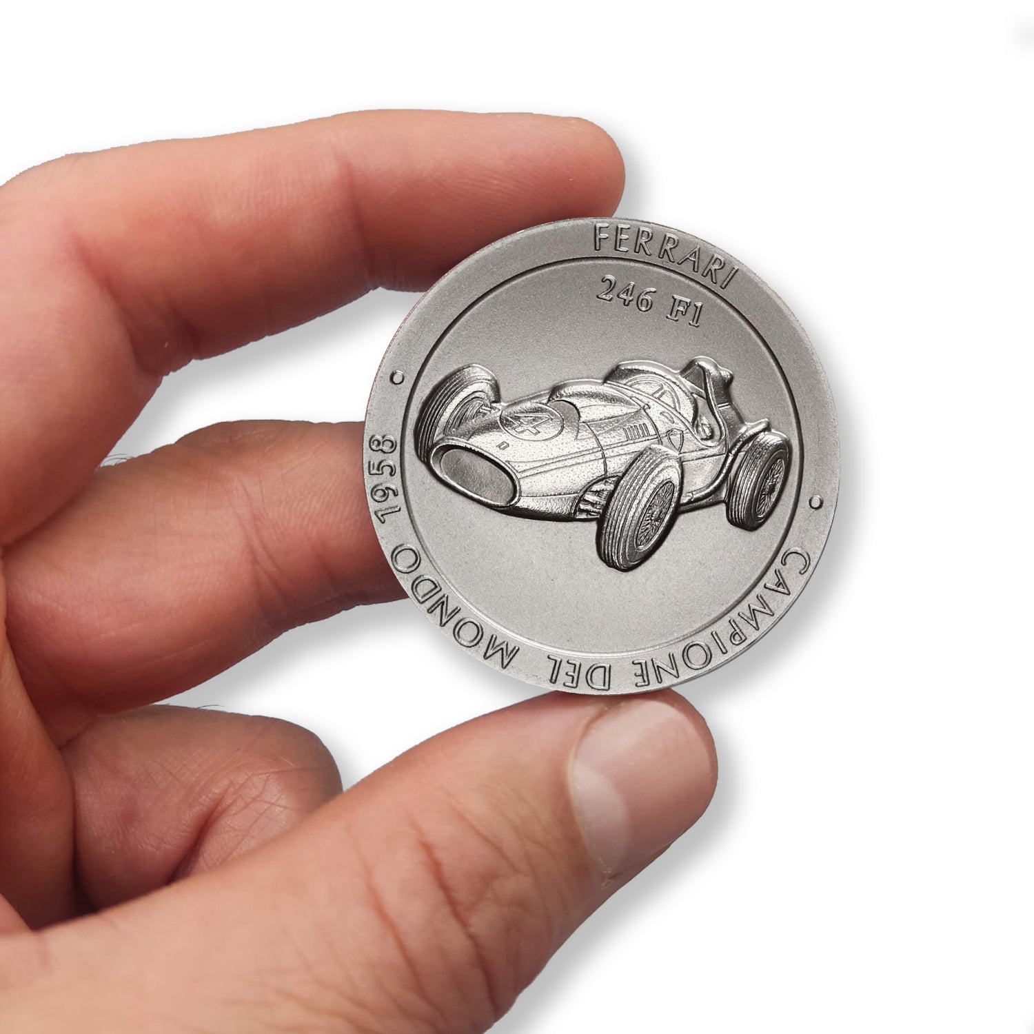 Official Ferrari F1 Championship Medal: Titanium, 1958. 246F1 Edition