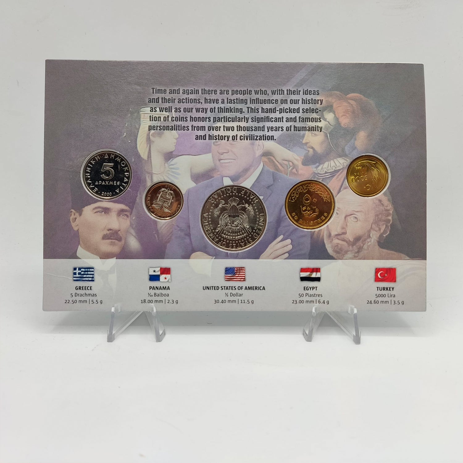Monedas del Mundo – 5 authentische Monedas berühmter Persönlichkeiten