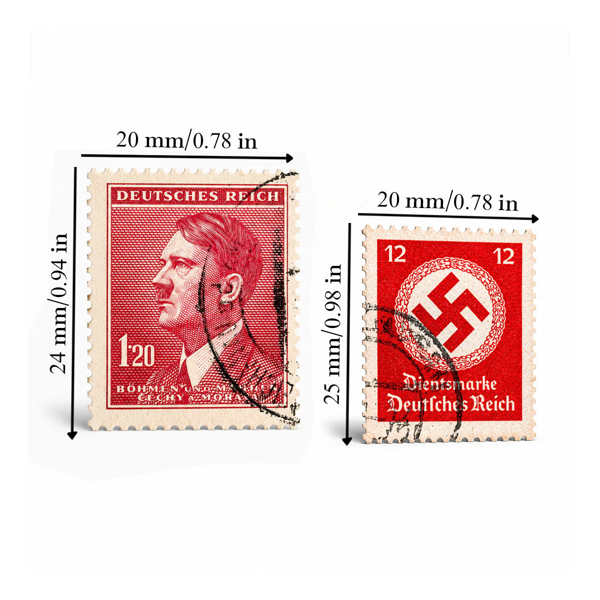 12 authentic coins and 2 stamps from World War II - The Third Reich | Certificates