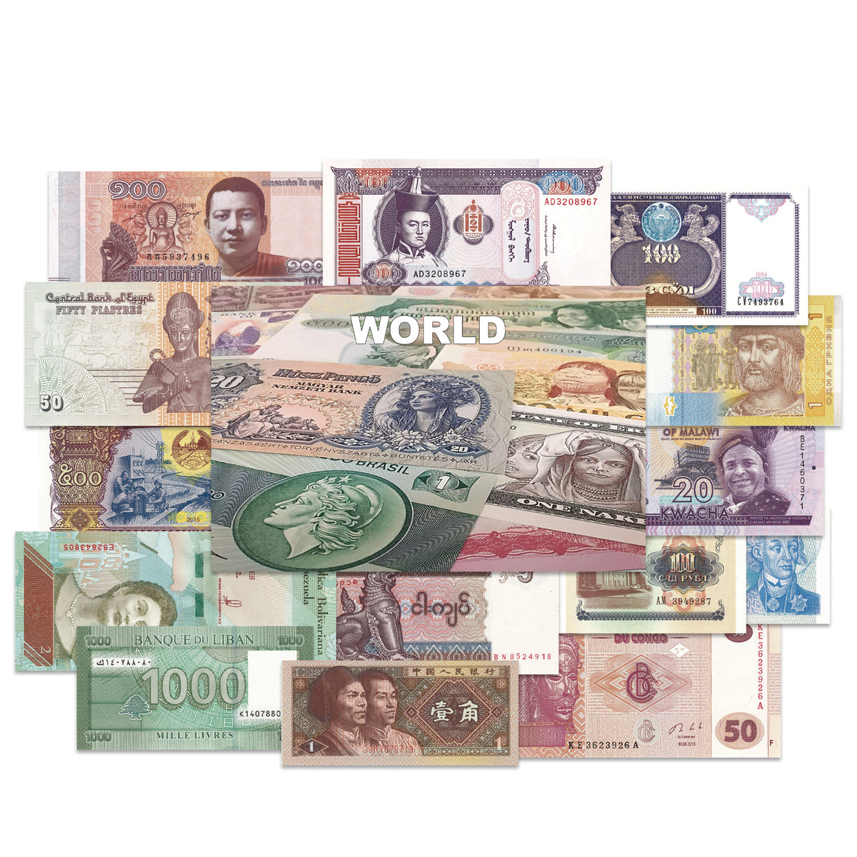 15 authentic banknotes from 15 different countries | Certified