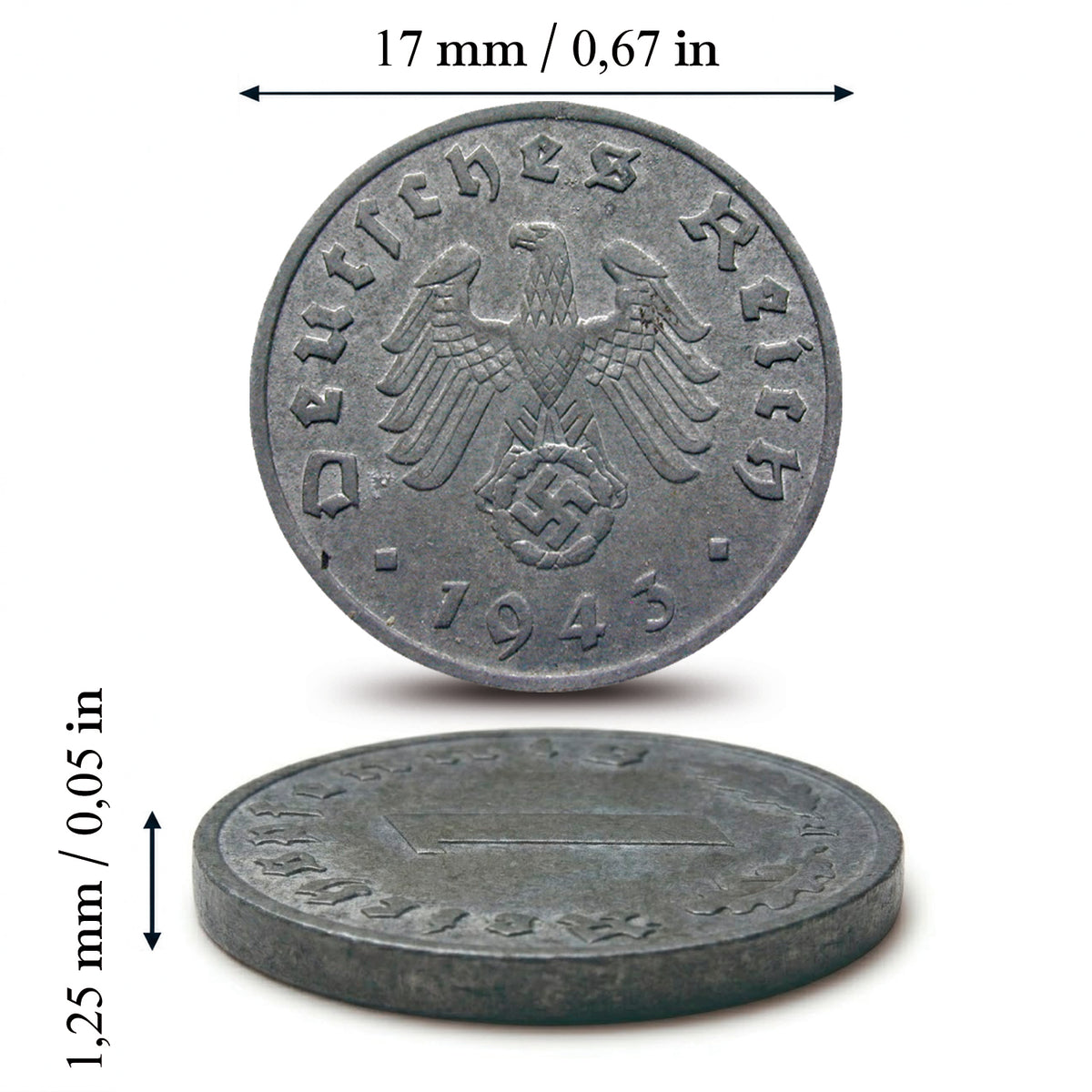 Moneta e francobollo originali della Seconda Guerra Mondiale | Germania, 1936–1945, con certificato di autenticità