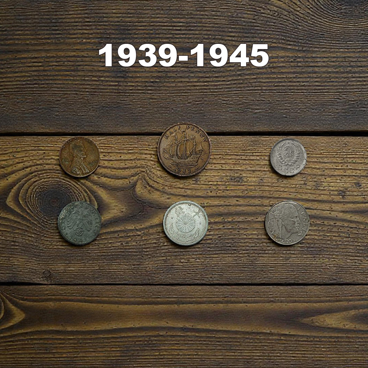 6 monedas auténticas de la Segunda Guerra Mundial - Aliados & Eje (1939-1945) | Certificadas