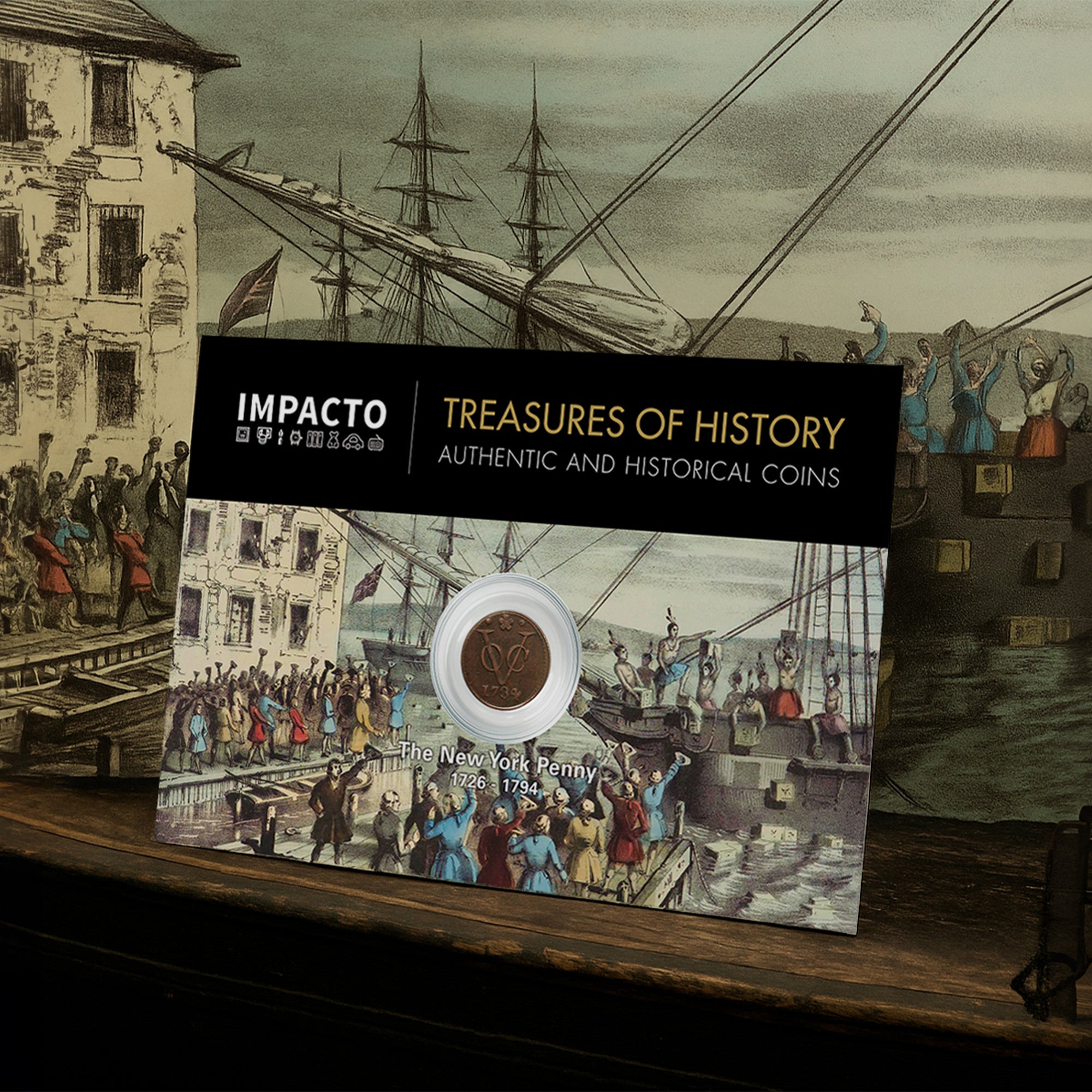 Primer Penny de Nueva York 1726‑1794 – Auténtico Duit Histórico I Pieza Verificada y Certificada