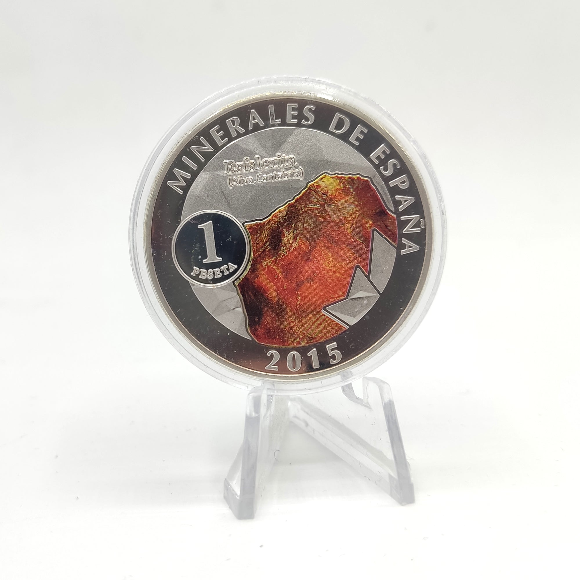 Minerales de España. Medalla bañada en plata conmemorativa 2015. Esfalerita