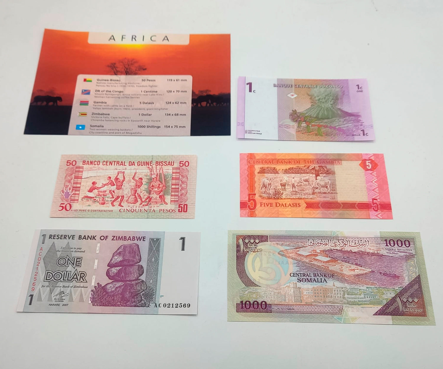 Billetes del Mundo - Colección de 5 Auténticos billetes de ÁFRICA 