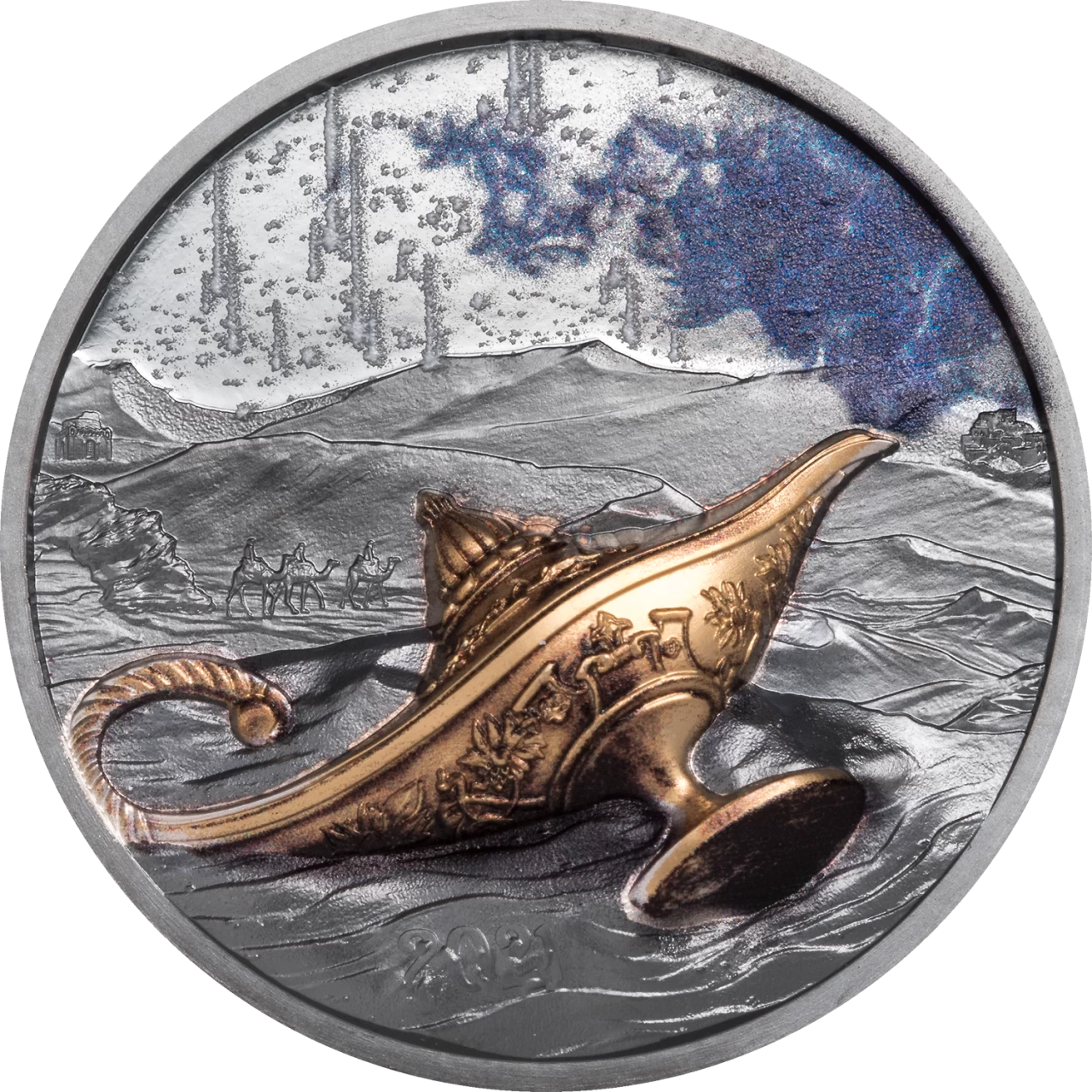 Moneta da 1 Oz in argento - LAMPADA MAGICA 5$ Palau 2021