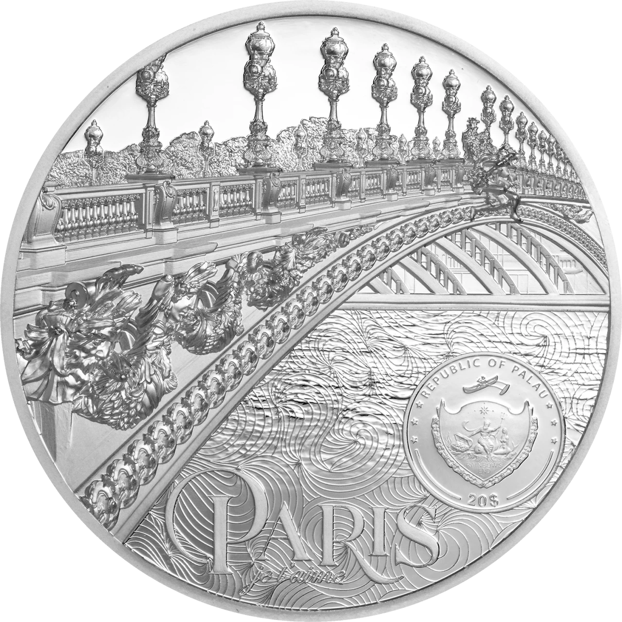 Moneta da 3 Oz in argento - METROPOLIS PARIS Tiffany Art 20$ Palau 2021