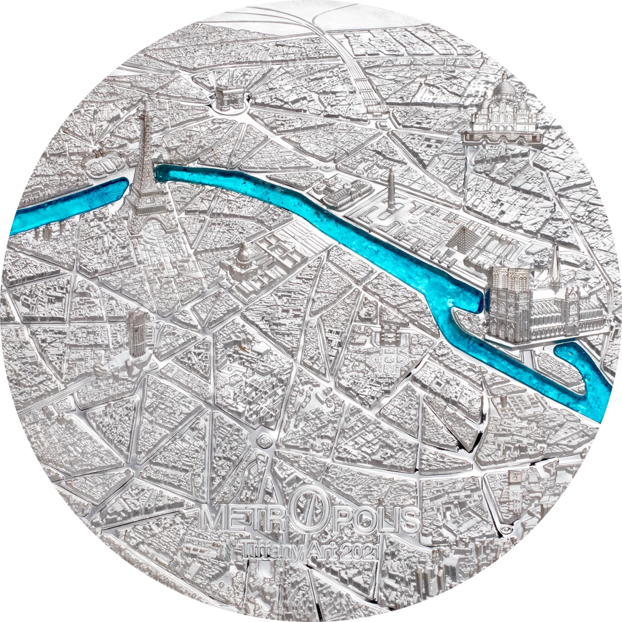 Moneta da 3 Oz in argento - METROPOLIS PARIS Tiffany Art 20$ Palau 2021