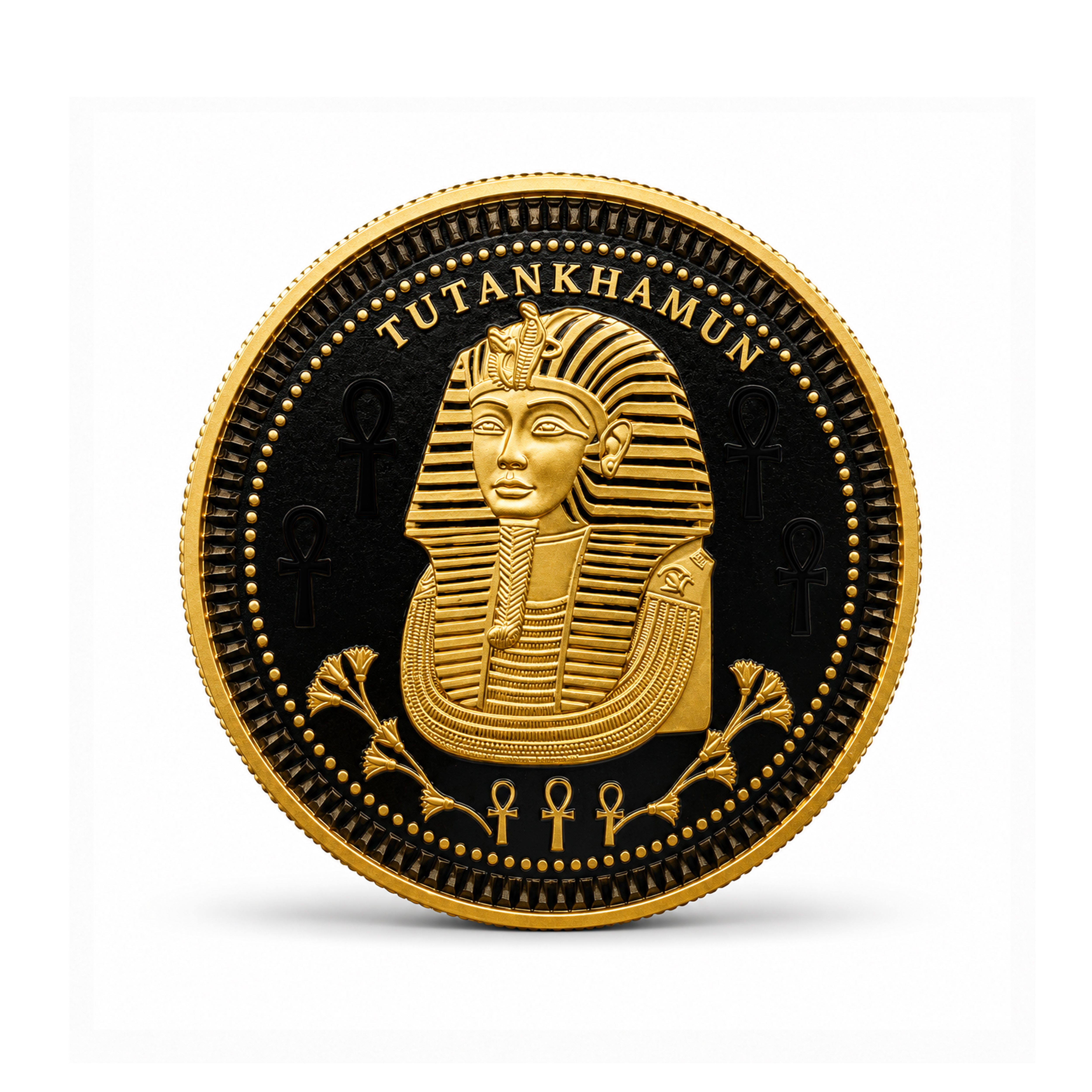 Moneda Conmemorativa Tutankamón Faraón de Egipto | Baño en Oro 24K Certificada 2024