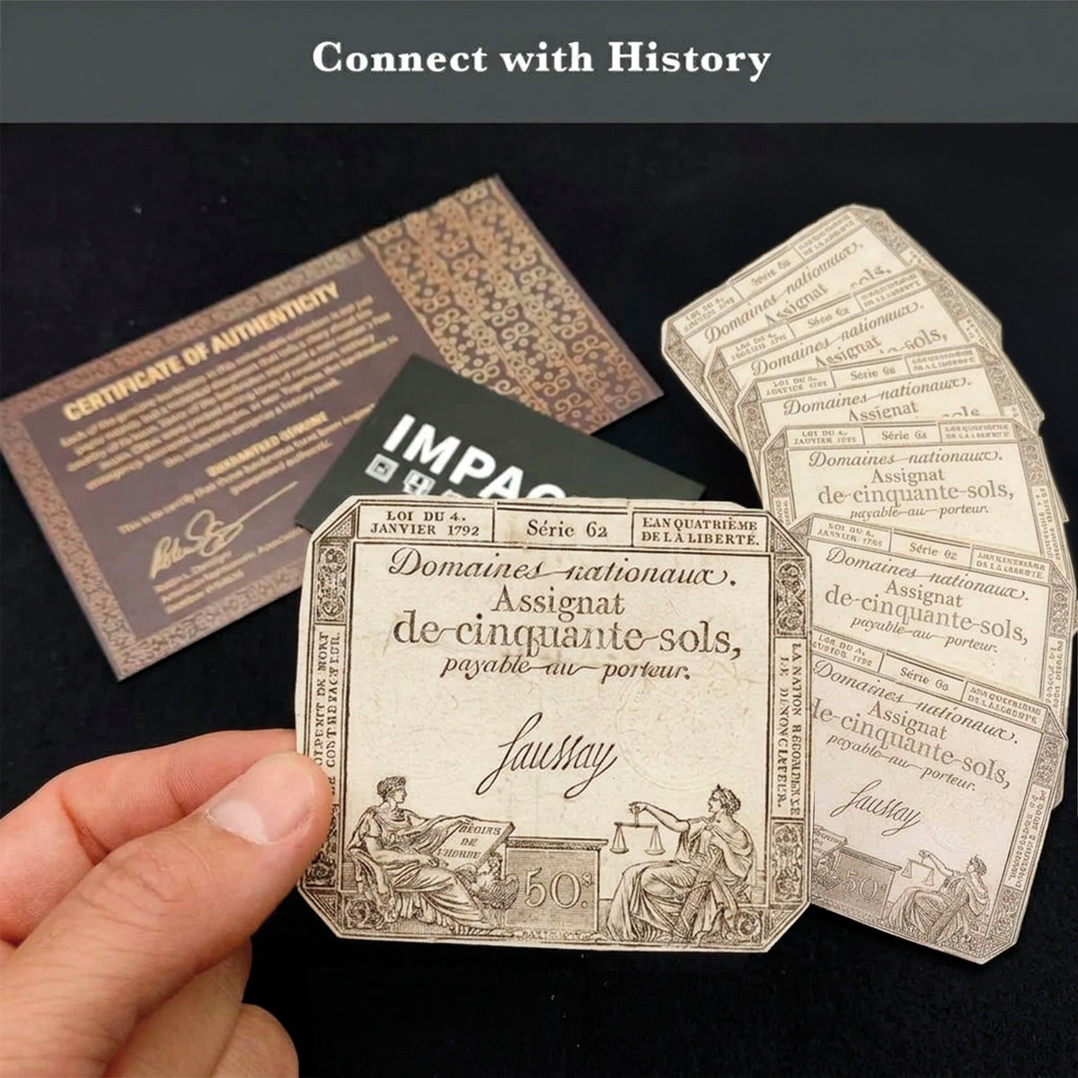 Authentic banknote from the French Revolution 1792 - 1793 | Certificate