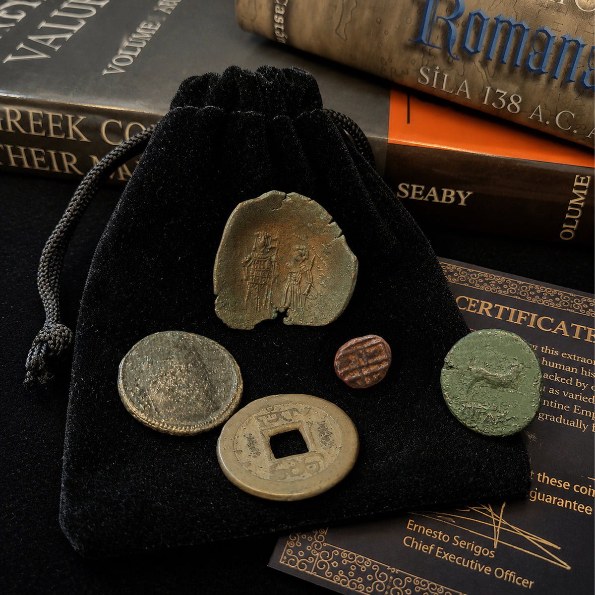 5 Monedas auténticas de Antiguas Civilizaciones - Huella de los Siglos | Certificadas