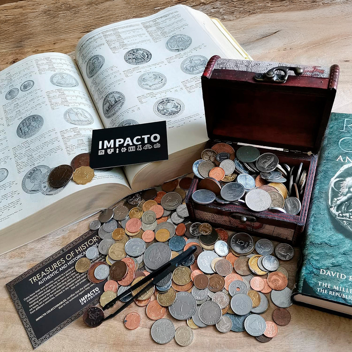 1 kg de monedas auténticas del mundo + Cofre del Tesoro | Certificadas