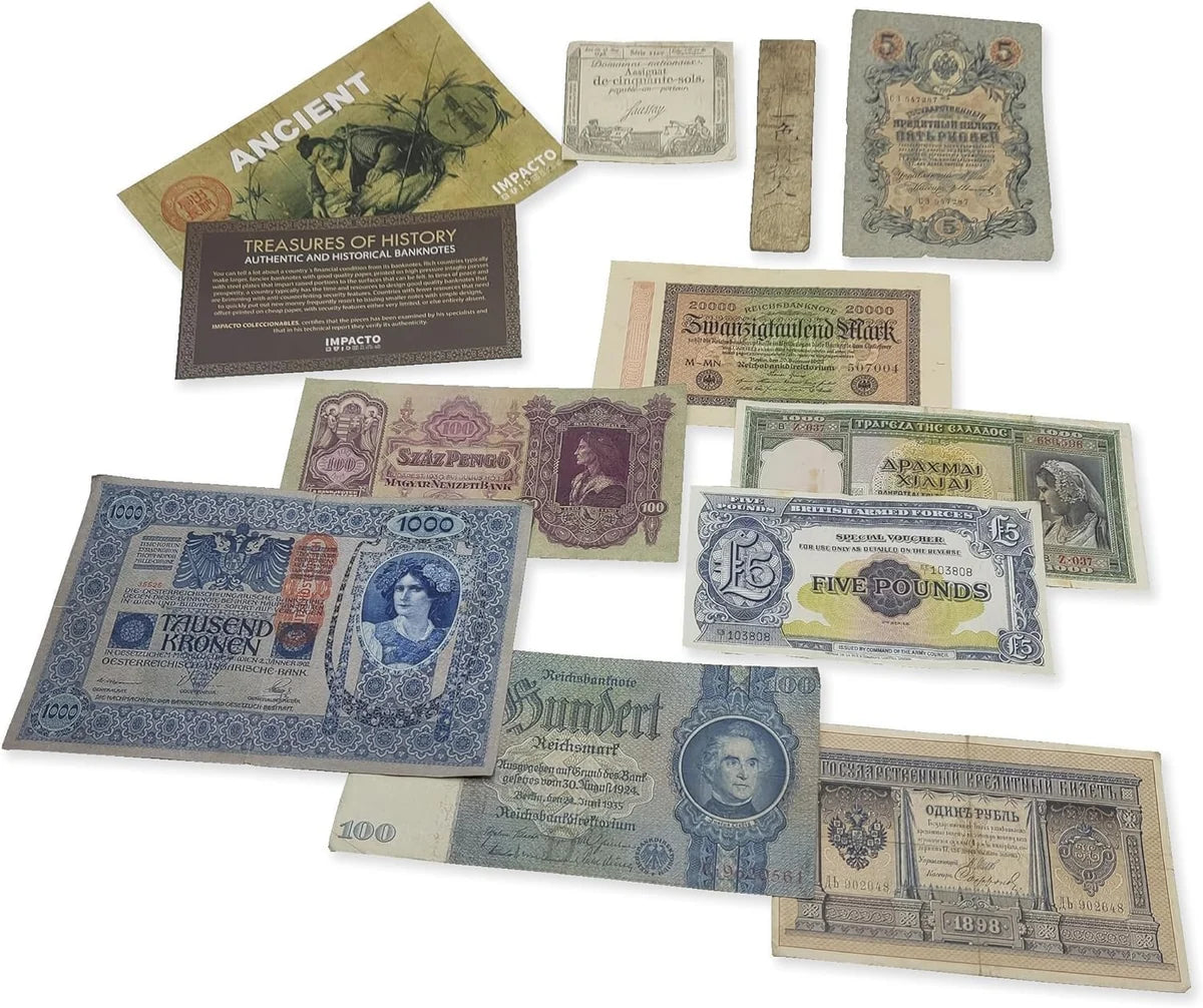 10 banconote autentiche - Collezione di 3 secoli 1792-1958 | Certificati