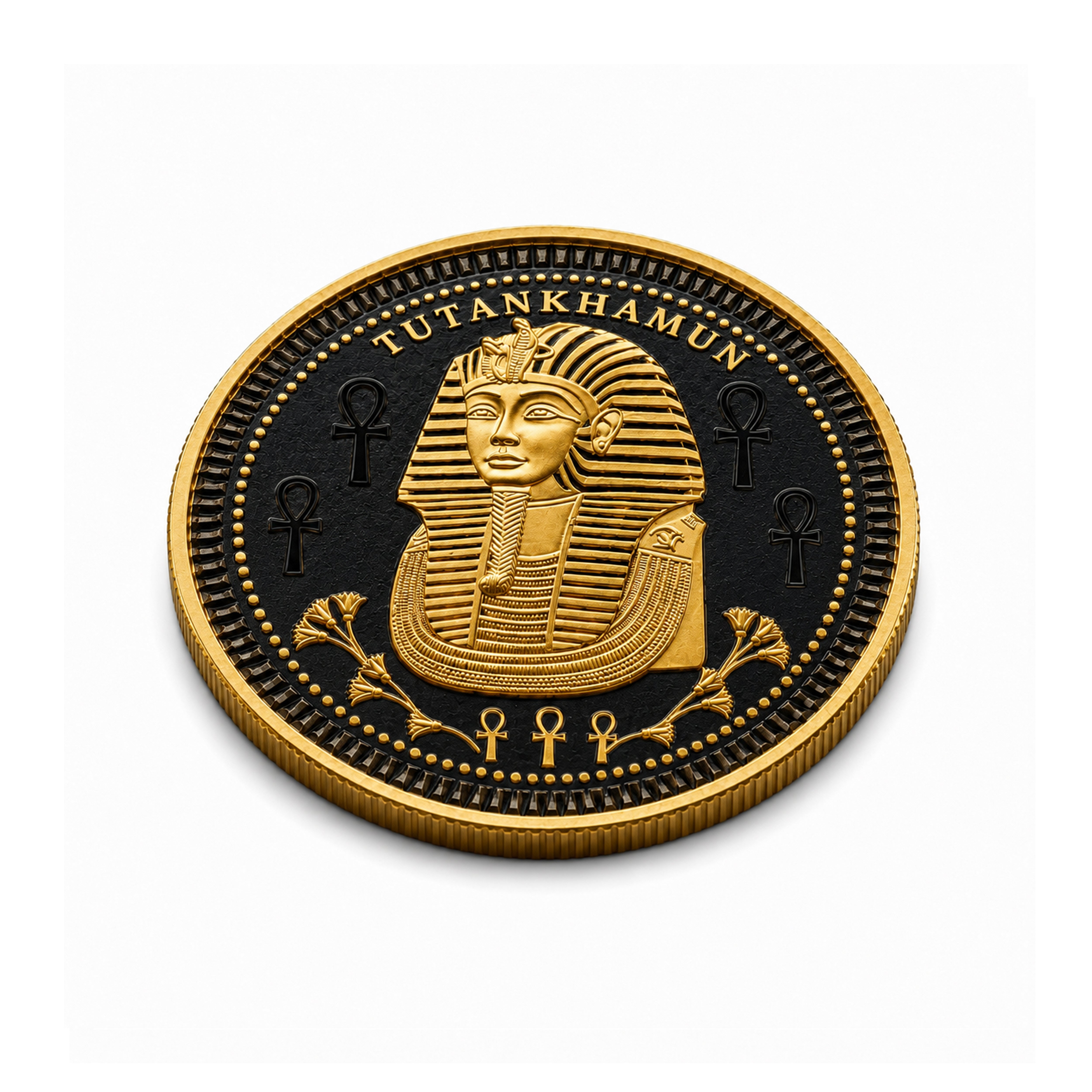 Moneda Conmemorativa Tutankamón Faraón de Egipto | Baño en Oro 24K Certificada 2024