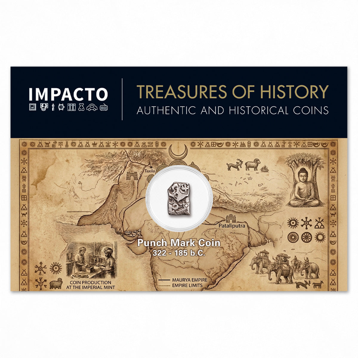 Moneda de plata Maurya Punch Mark (c. 322–185 a. C.) – Auténtica moneda de plata de la antigua India