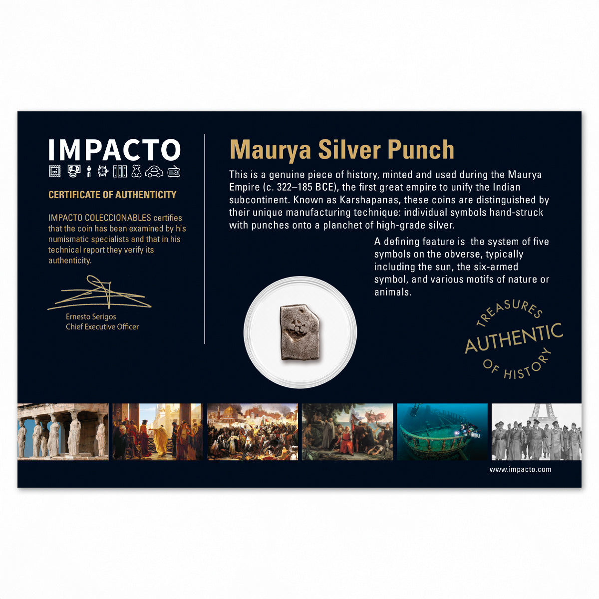 Moneda de plata Maurya Punch Mark (c. 322–185 a. C.) – Auténtica moneda de plata de la antigua India