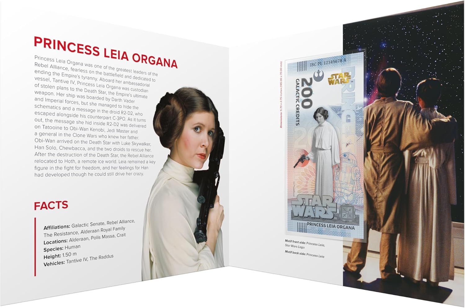 Billete Star Wars Oficial de Colección - Princesa Leia