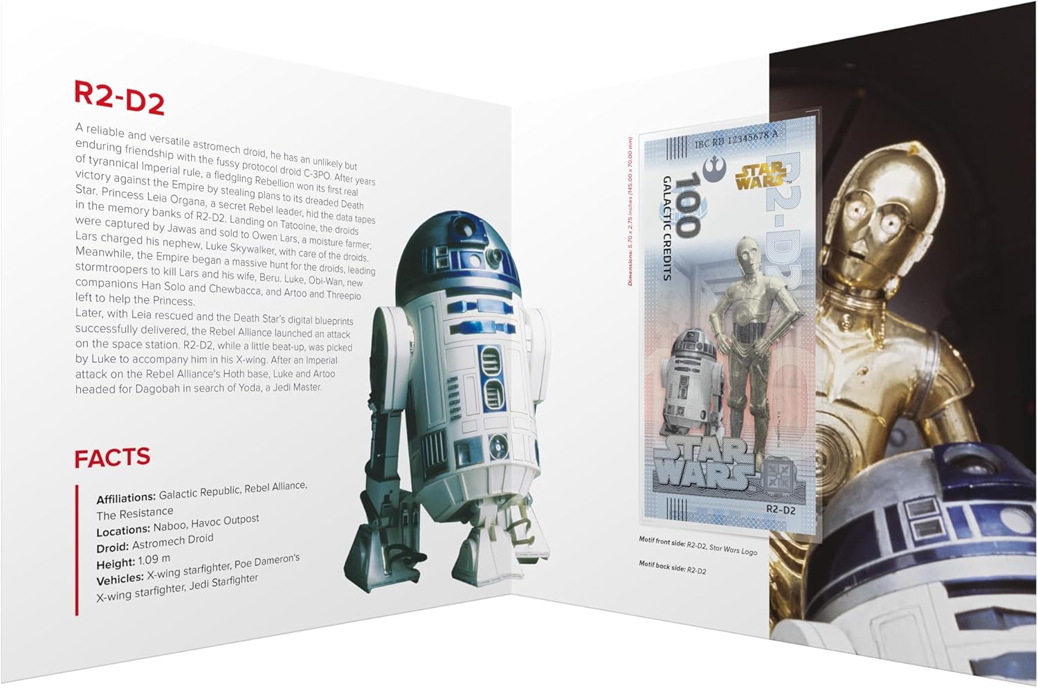 Billete Star Wars Oficial de Colección - R2-D2 & C-3PO