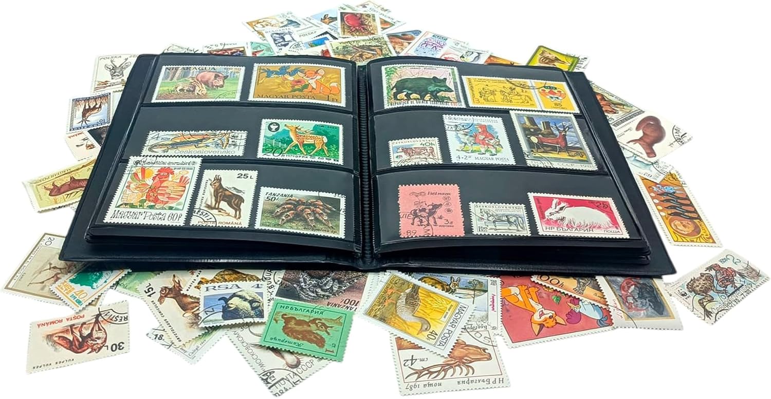 100 Animal Stamps Collection | Collector Album Included