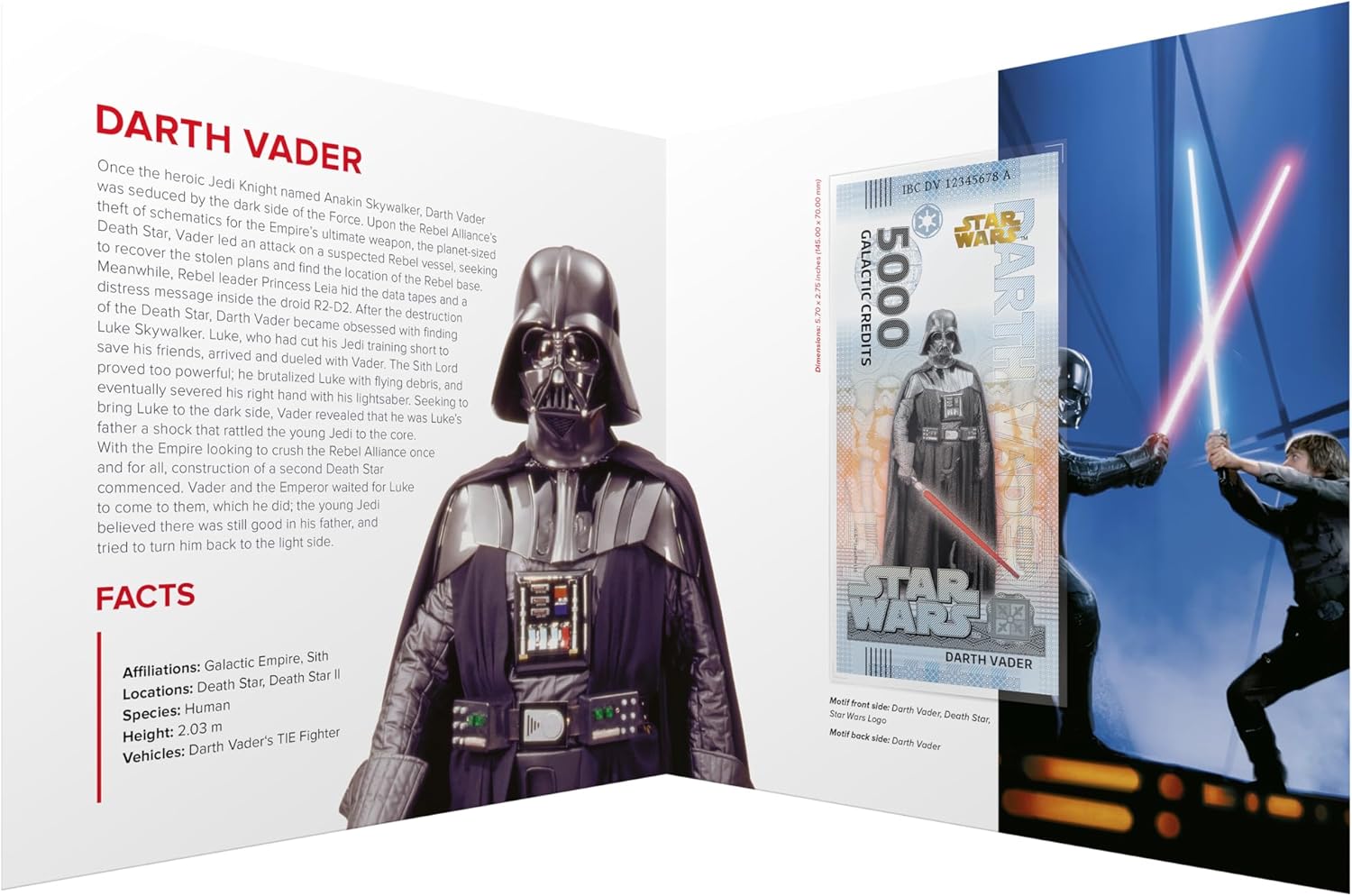 Billete Star Wars Oficial de Colección - Darth Vader