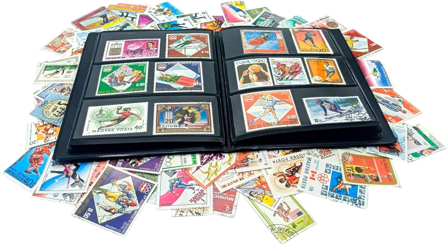 100 Olympic Stamps Collection | Collector Album Included