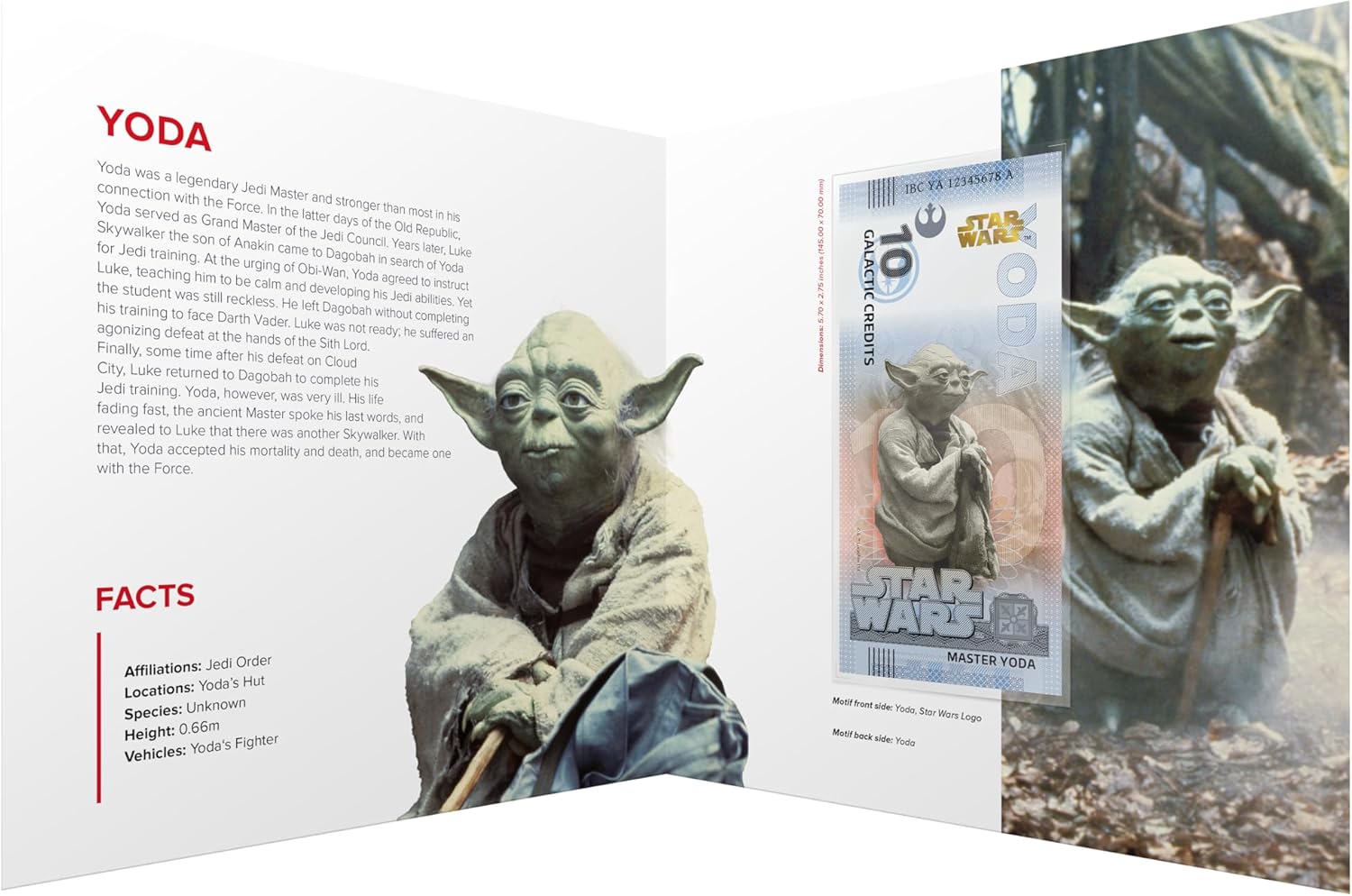 Billete Star Wars Oficial de Colección - Maestro Yoda