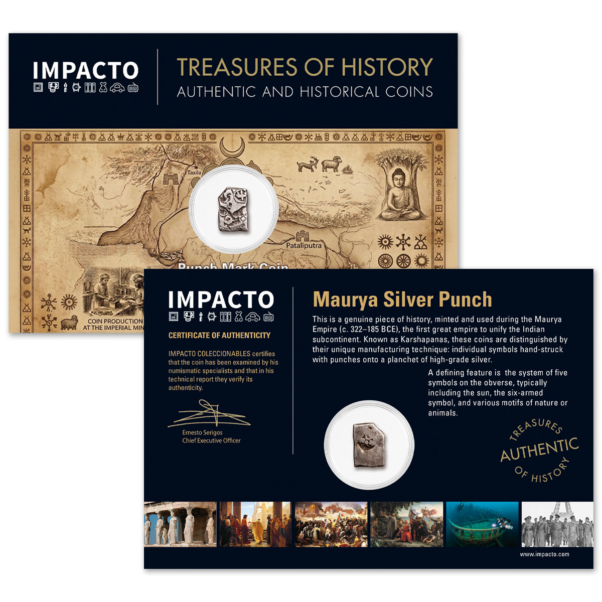 Moneda de plata Maurya Punch Mark (c. 322–185 a. C.) – Auténtica moneda de plata de la antigua India