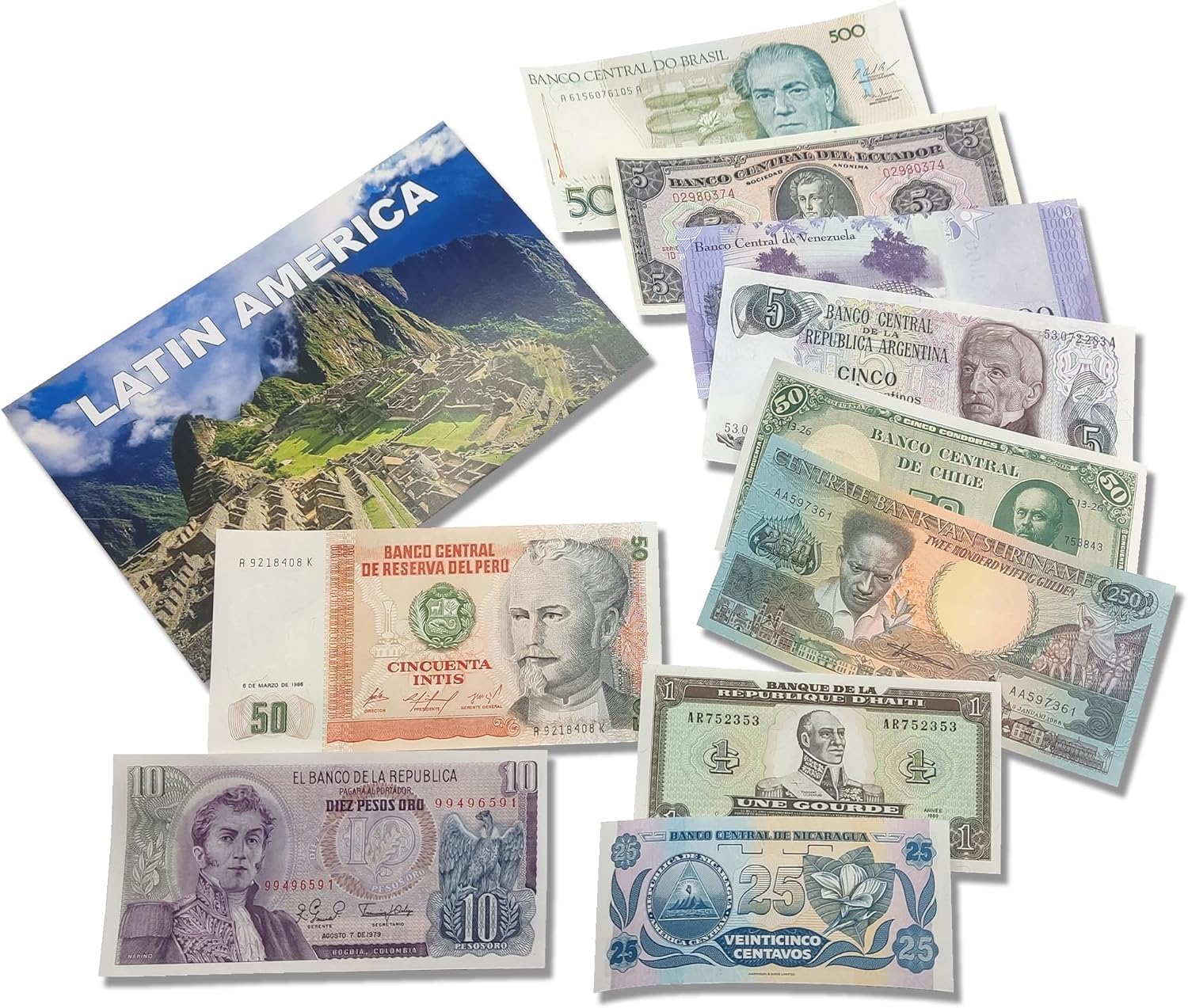 Papel moneda mundial - 10 billetes de América Latina