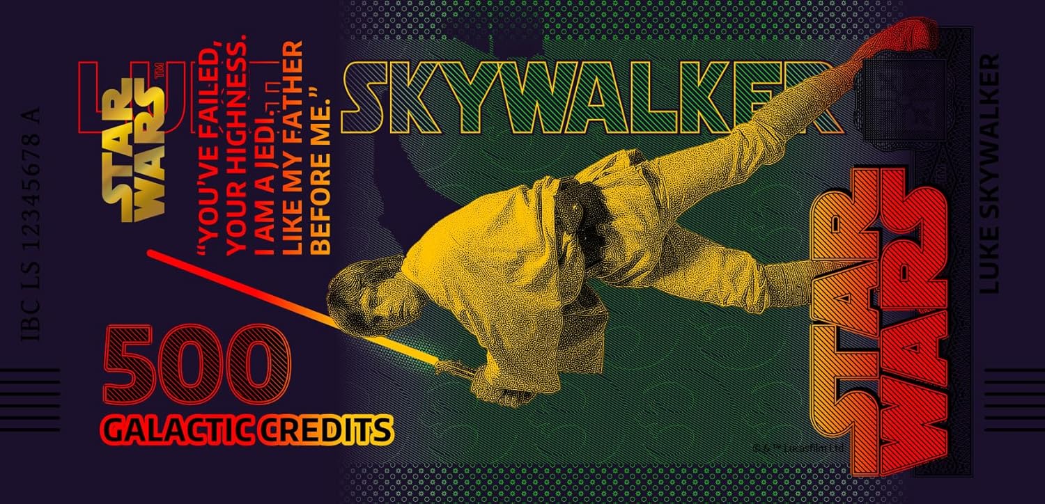 Billete Star Wars Oficial de Colección - Luke Skywalker