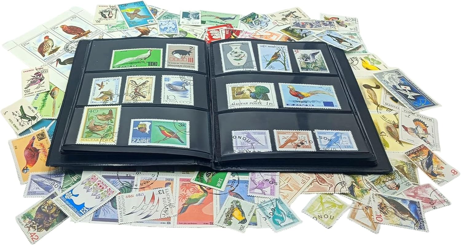 100 Bird Stamps Collection | Collector Album Included