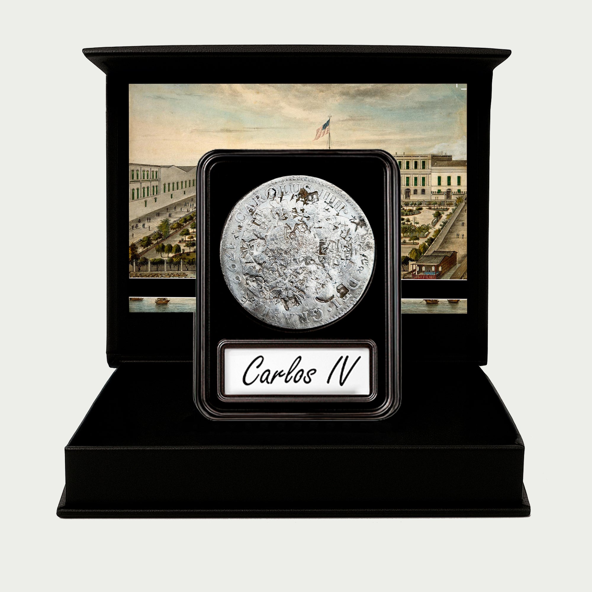 Moneda de 8 Reales españoles con Resellos Asiáticos – El Comercio de Occidente y Oriente | Certificada