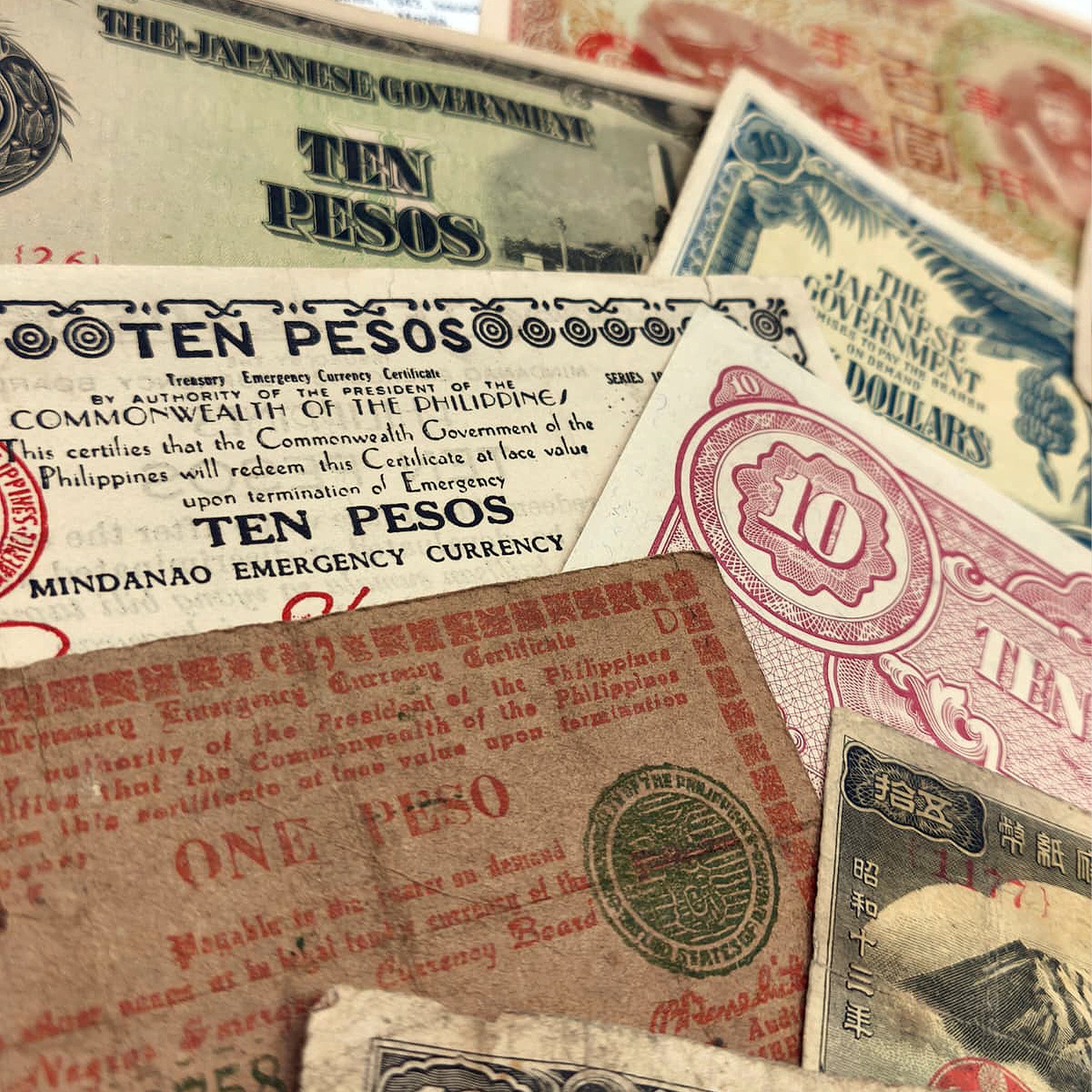 10 authentic World War II banknotes - The Pacific War (1939-1945) | Certificated