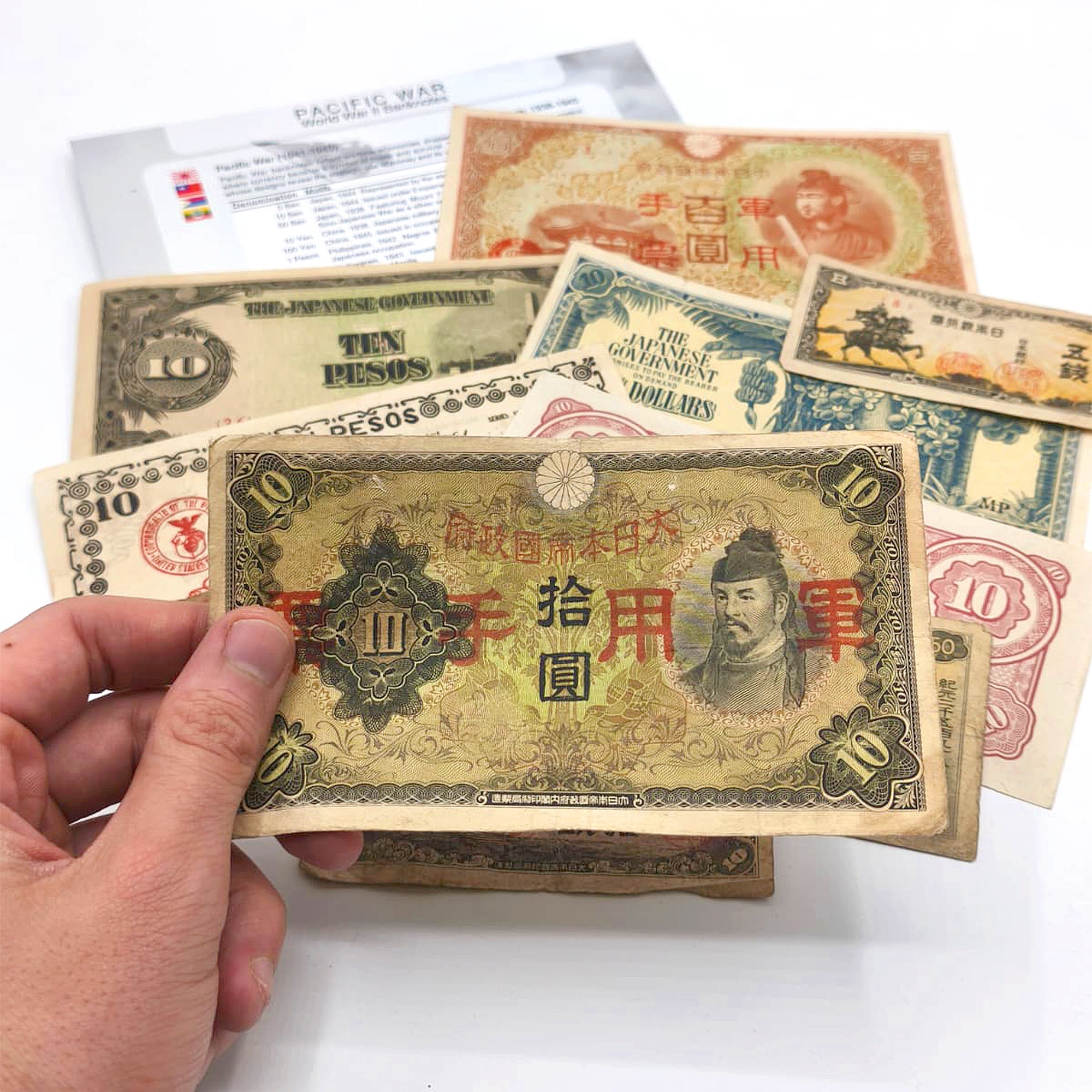 10 authentic World War II banknotes - The Pacific War (1939-1945) | Certificated