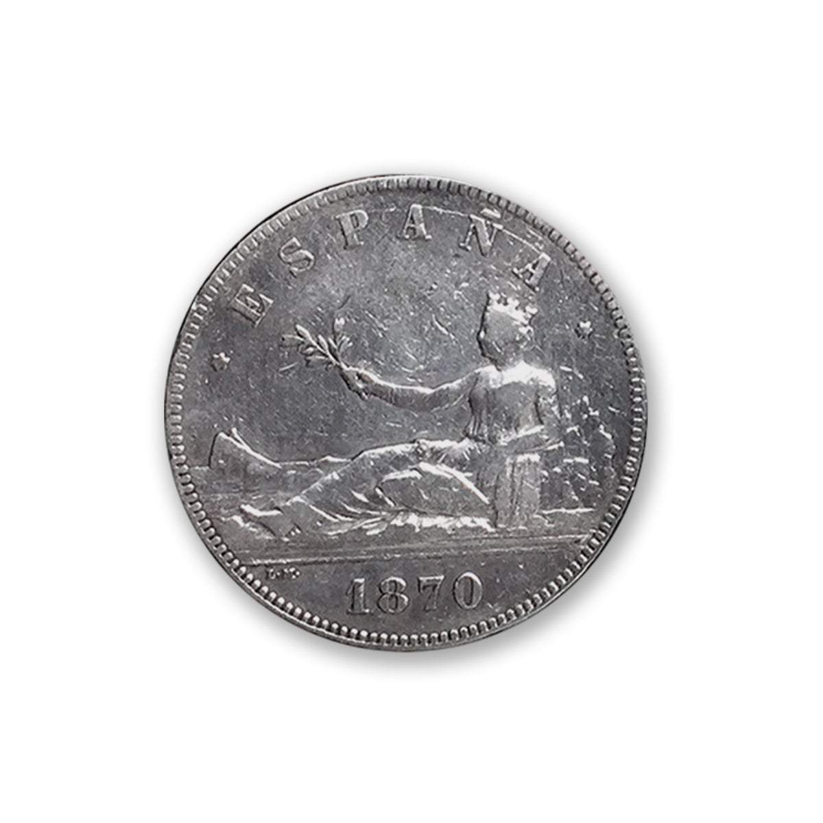 Moneta autentica della Repubblica Spagnola - Duro d'argento 1870 | Certificato