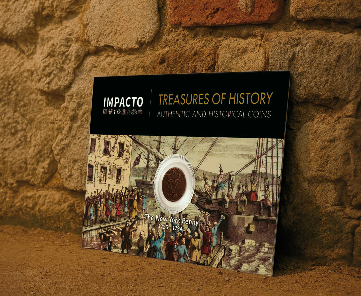 Primer Penny de Nueva York 1726‑1794 – Auténtico Duit Histórico I Pieza Verificada y Certificada