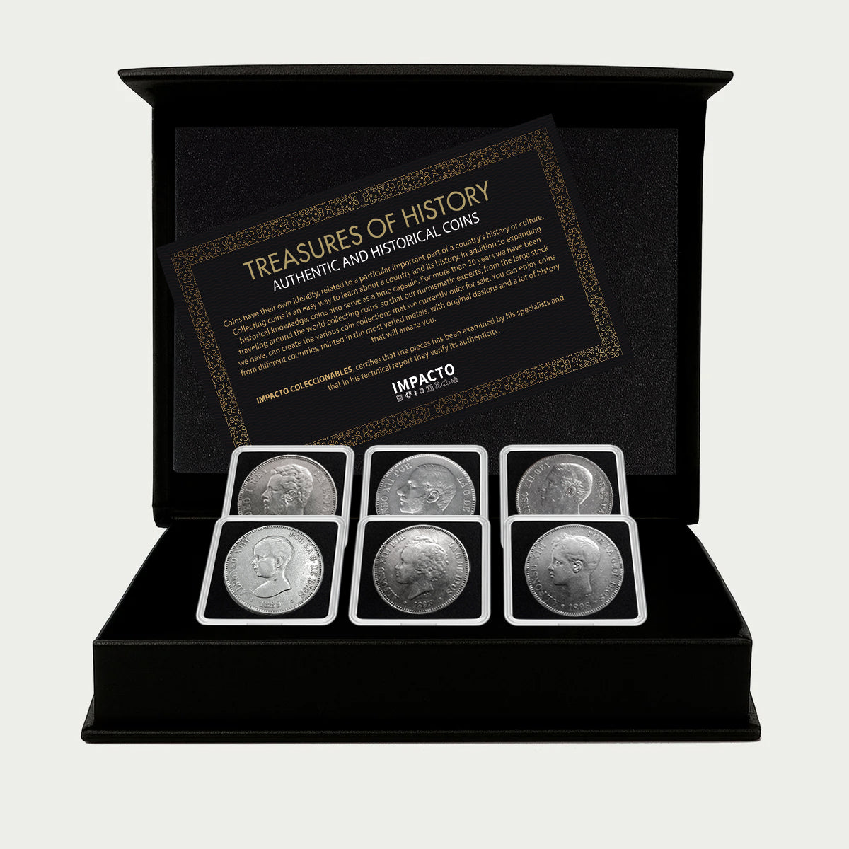 6 Monedas auténticas de la Monarquía Española - Los Duros de Plata 1871-99 | Certificadas