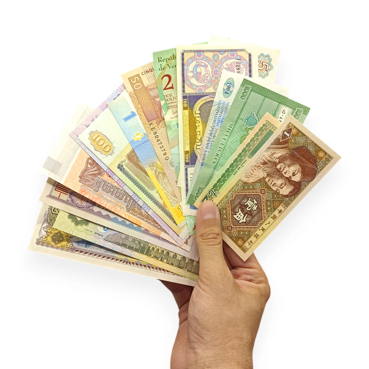 15 billetes auténticos de 15 Países Diferentes | Certificados