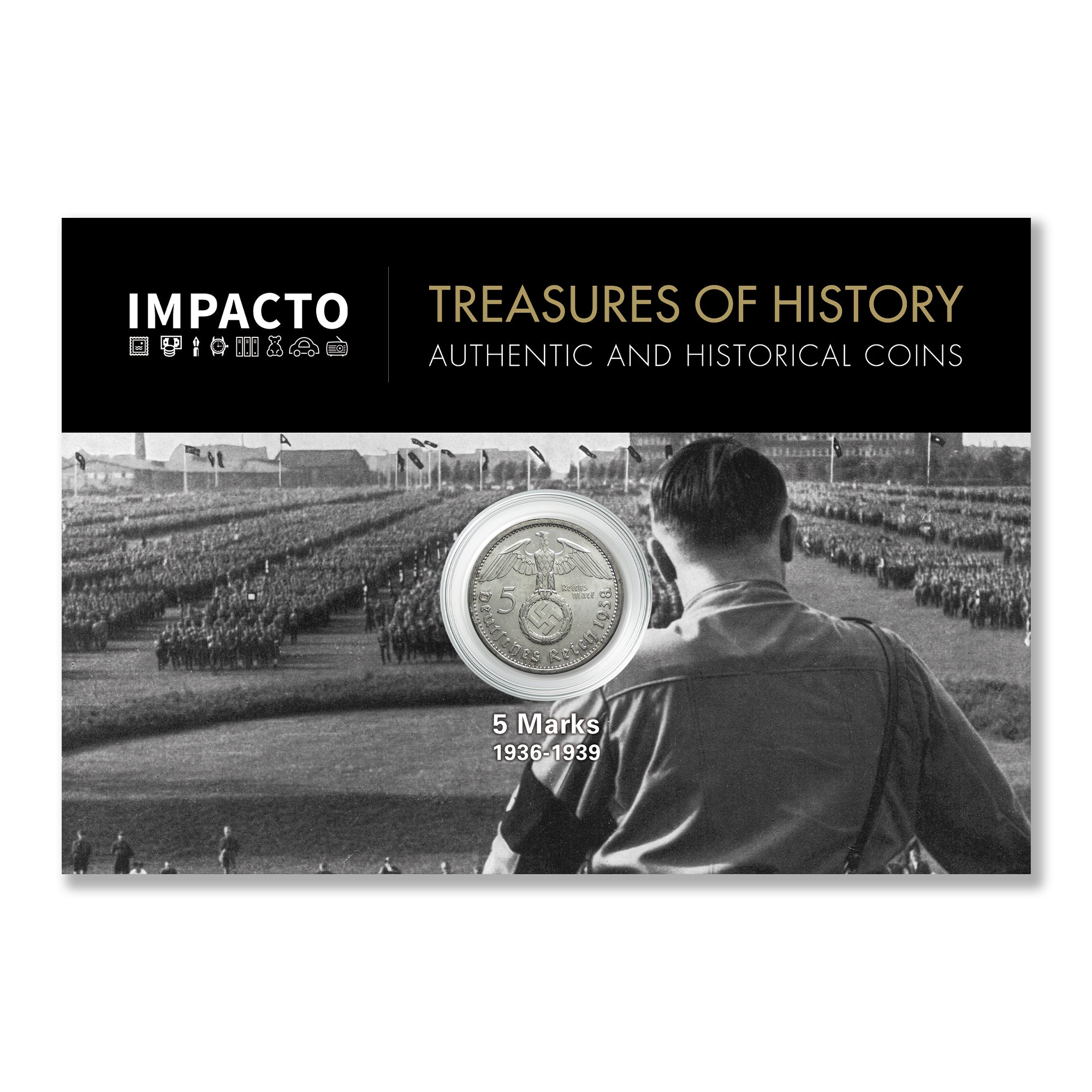 Authentic World War II Silver Coin - The 5 Nazi Marks (1936-1939) | Certified