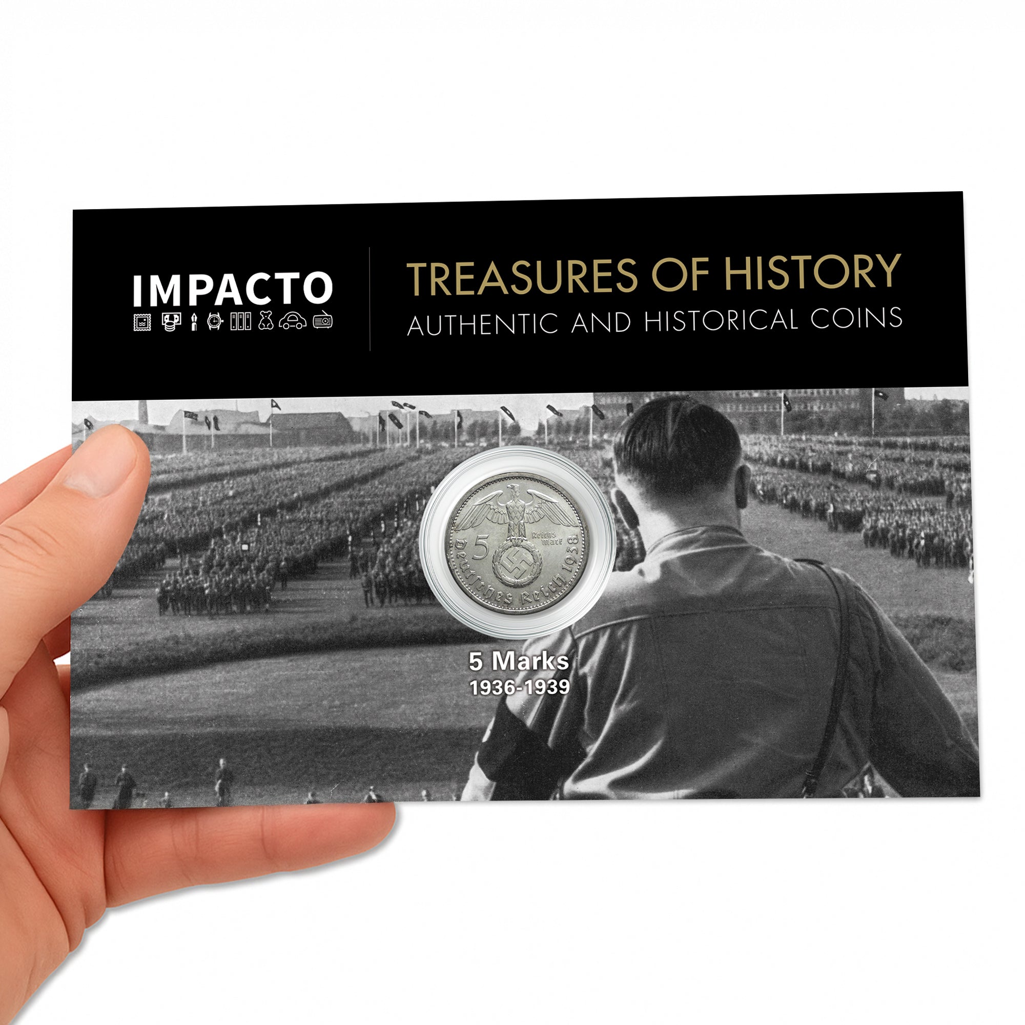 Authentic World War II Silver Coin - The 5 Nazi Marks (1936-1939) | Certified