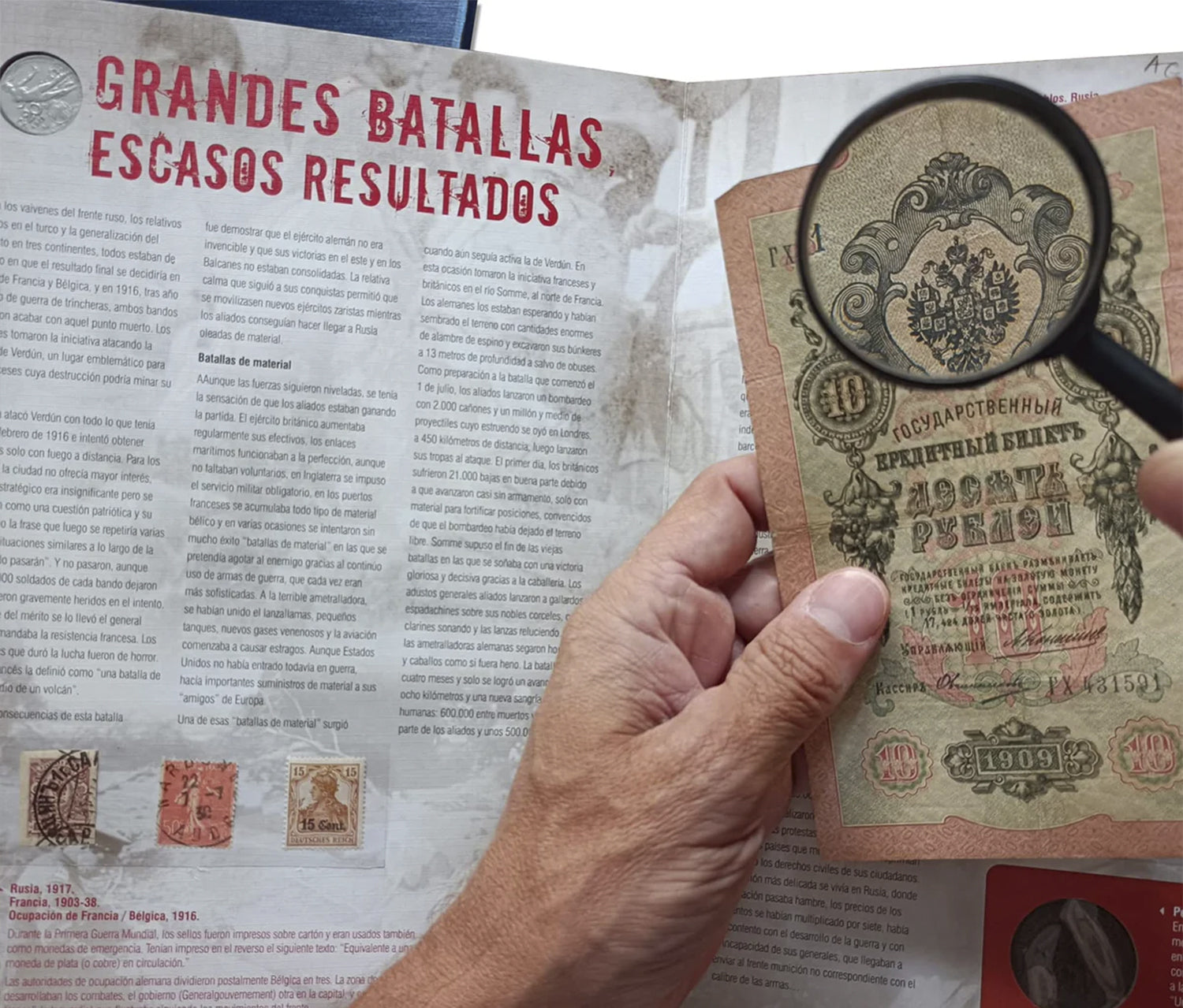 Prima guerra mondiale - Collezione completa di banconote, francobolli e monete originali 1914-1918