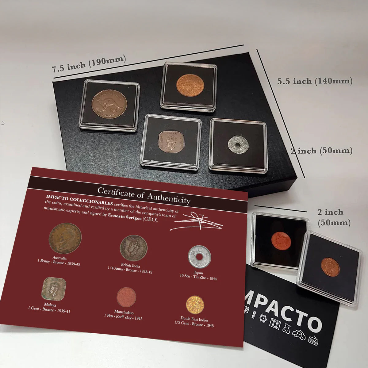 6 monedas auténticas de la Segunda Guerra Mundial - La Guerra del Pacífico (1938-1945) | Certificadas