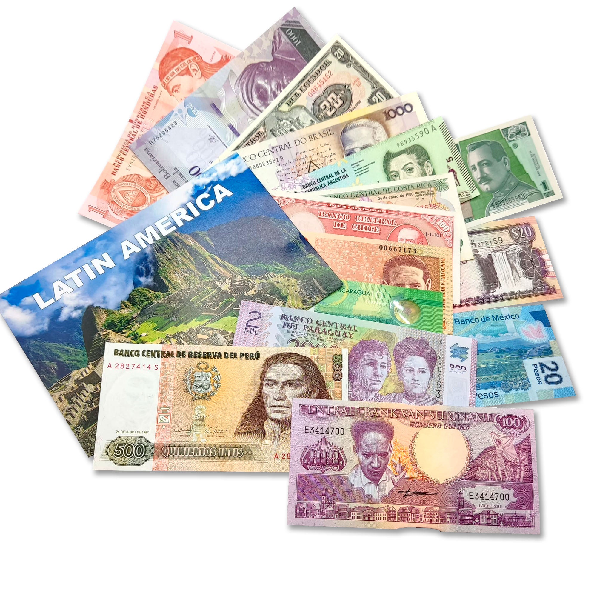 World Paper Money - 15 Banknotes from Latin America